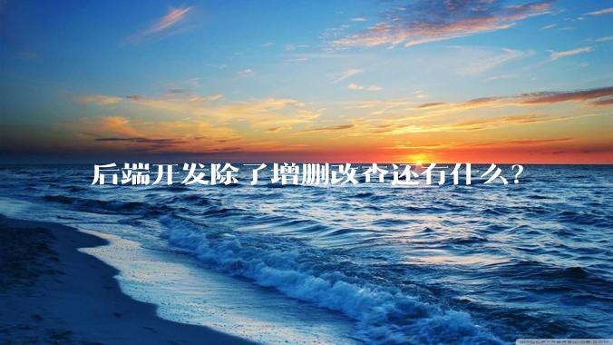 后端开发除了增删改查还有什么？